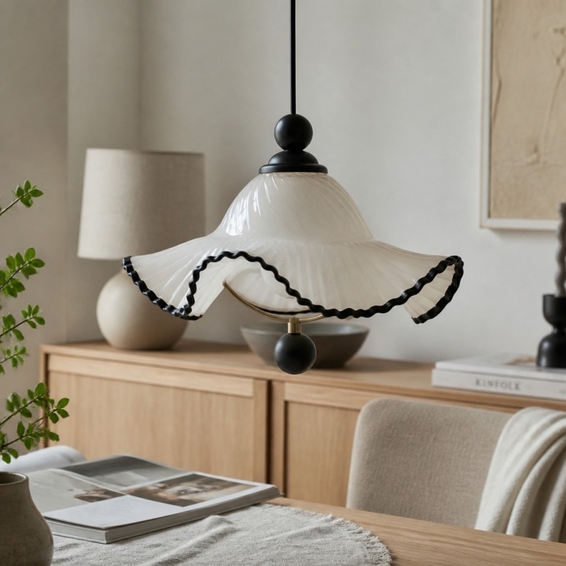 Cazelle French Vintage Wave Pendant Light - Soft Ambient Pendant Lamp for Interiors T2261