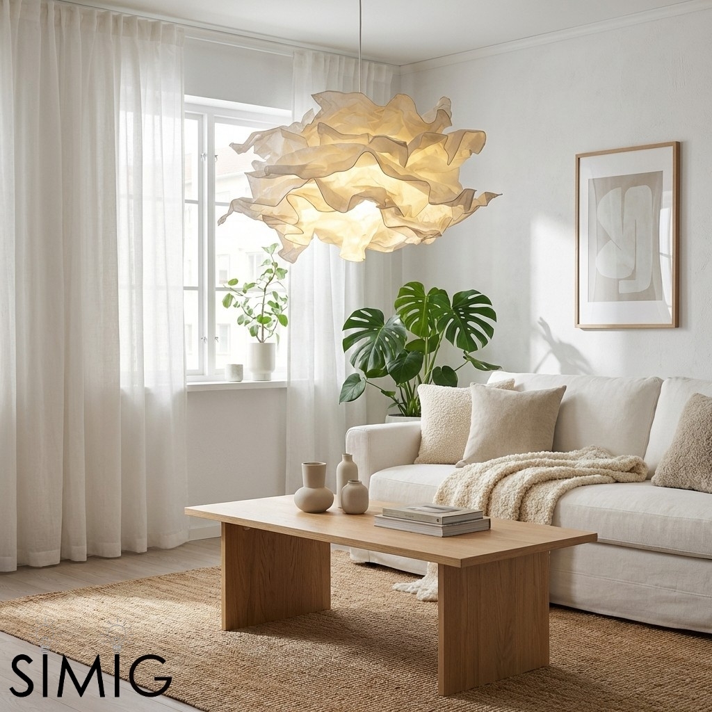 Cloud Shape Pendant Light Minimal Paper - Bedroom Ambient Lighting S137