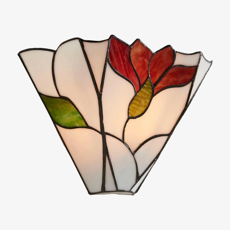 TF Botanica Stained Glass Floral Design Wall Light - Sconce For Hallway And Bedroom T828