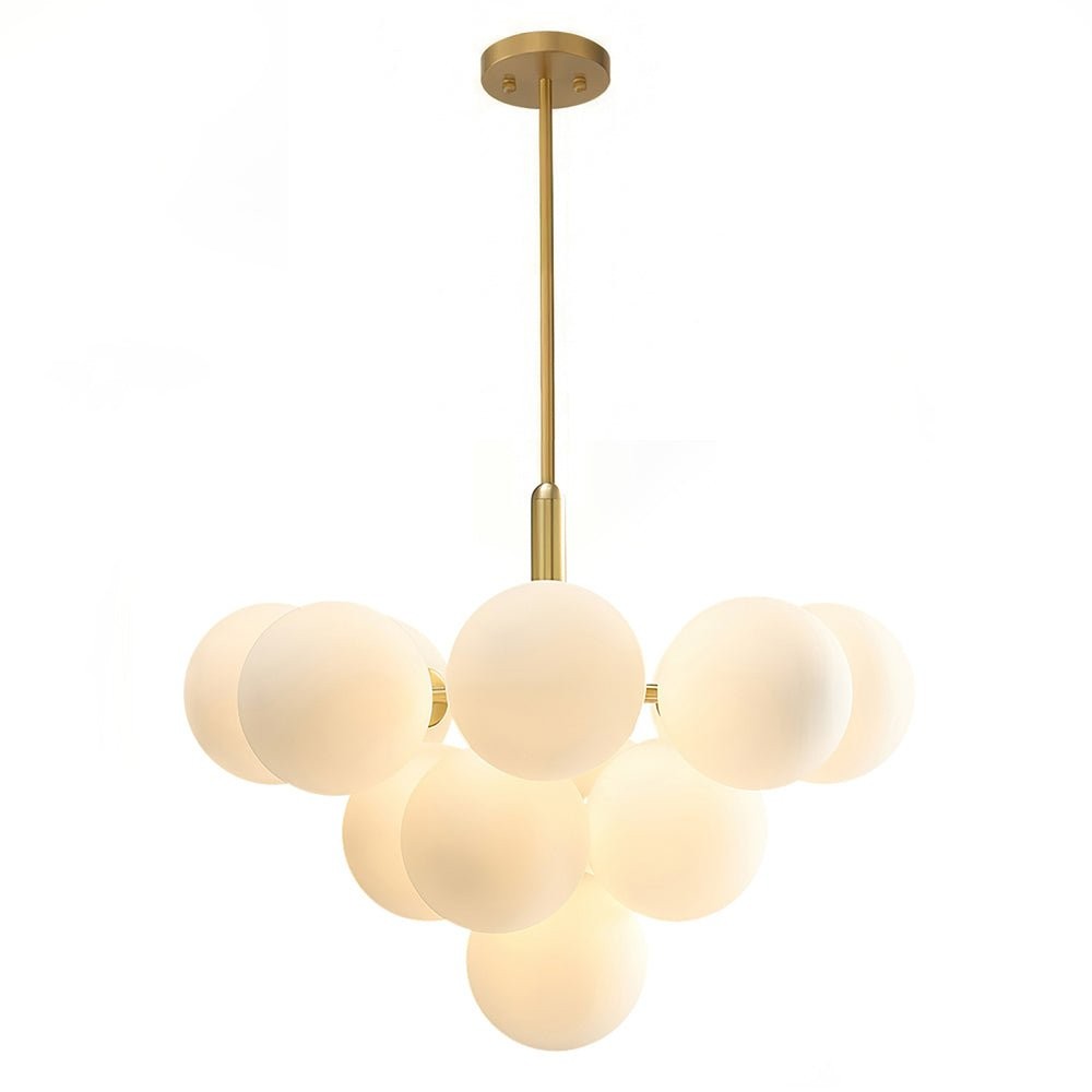 Opal Glass Bubble Cluster Grape Brass Chandelier for Dining Room