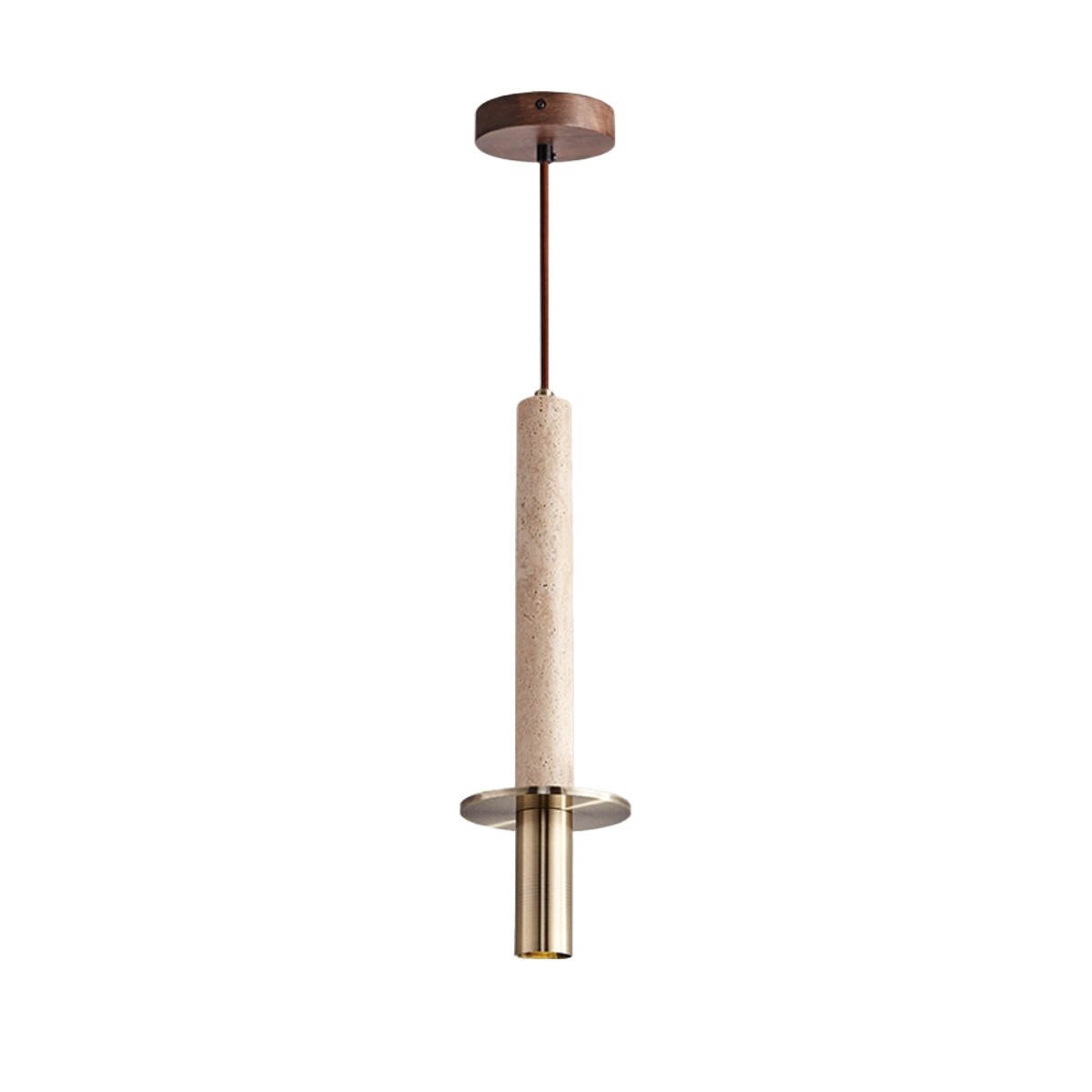 Minimalist Slim Elongated Travertine Metal Pendant Lamp S276
