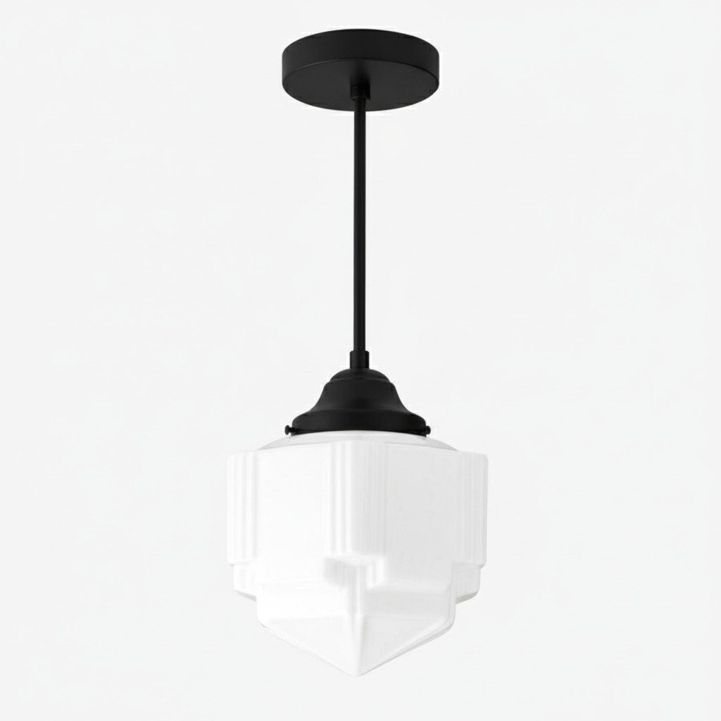 Geotower Glass Modern Pendant Light - Skyscraper Design - Brass or Black or Nickel Finish T340