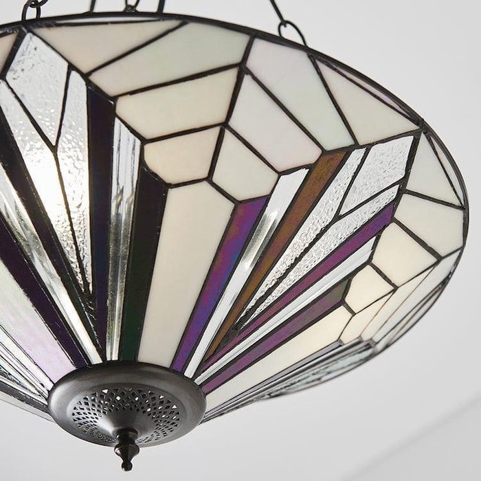TF Astoria Decorative Stained Glass Semi Flush Light - Art Deco Ceiling Fixture for Entryways & Lounges T1031