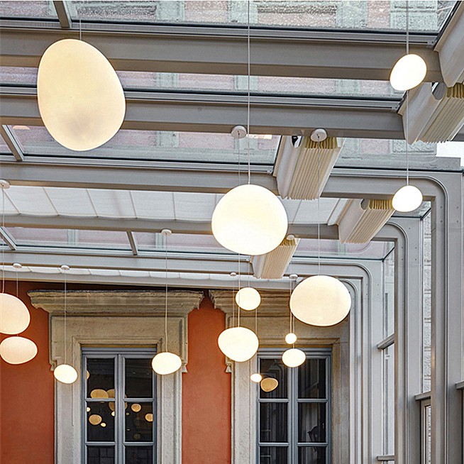 Pebble Orb Deco Milk Glass Pendant Light S161