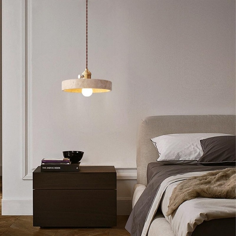 Mid Century Travertine Pendant Lamp – Vintage Copper Lighting S281