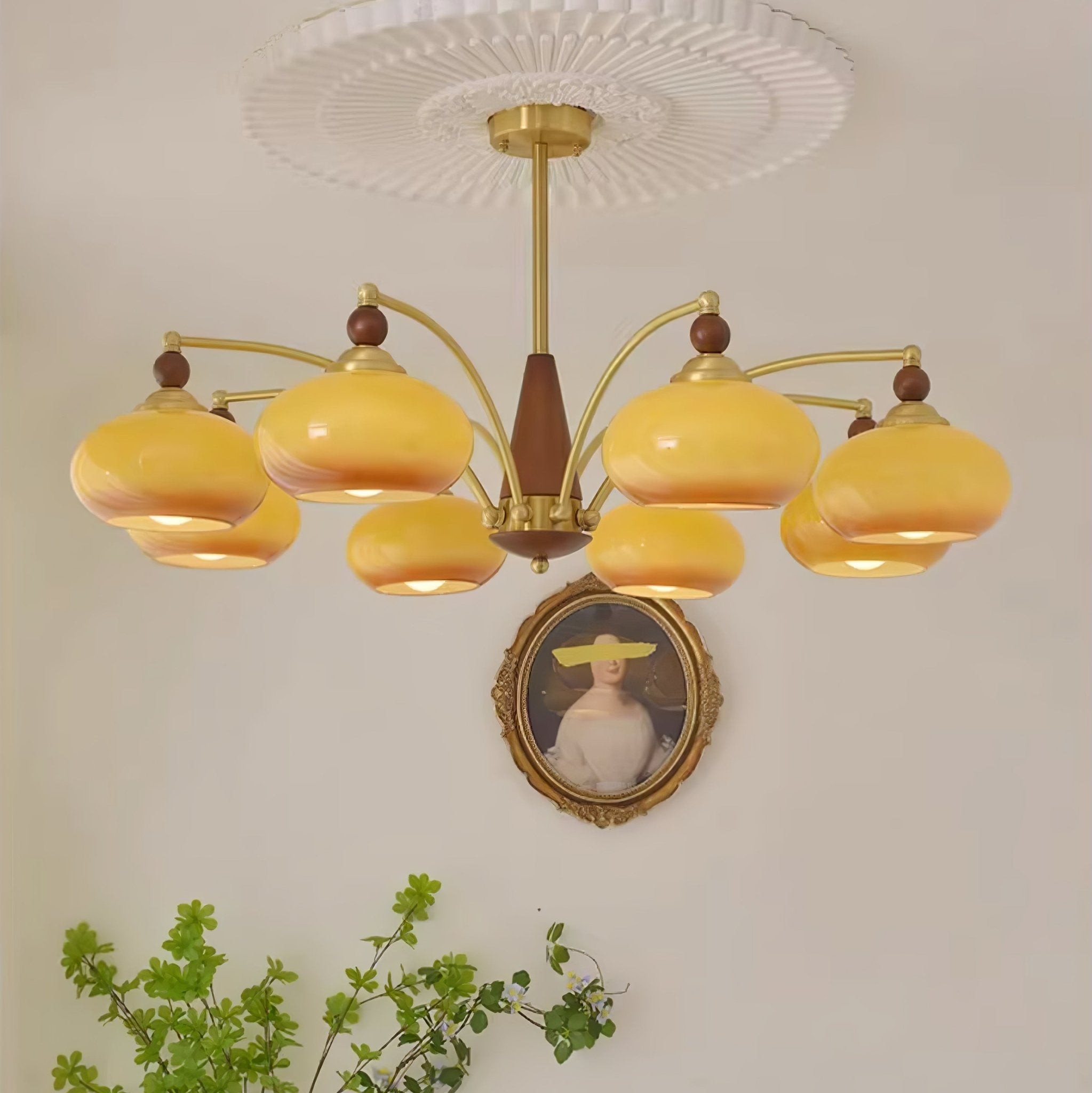 Vintage Multihead Persimmon Chandelier M325
