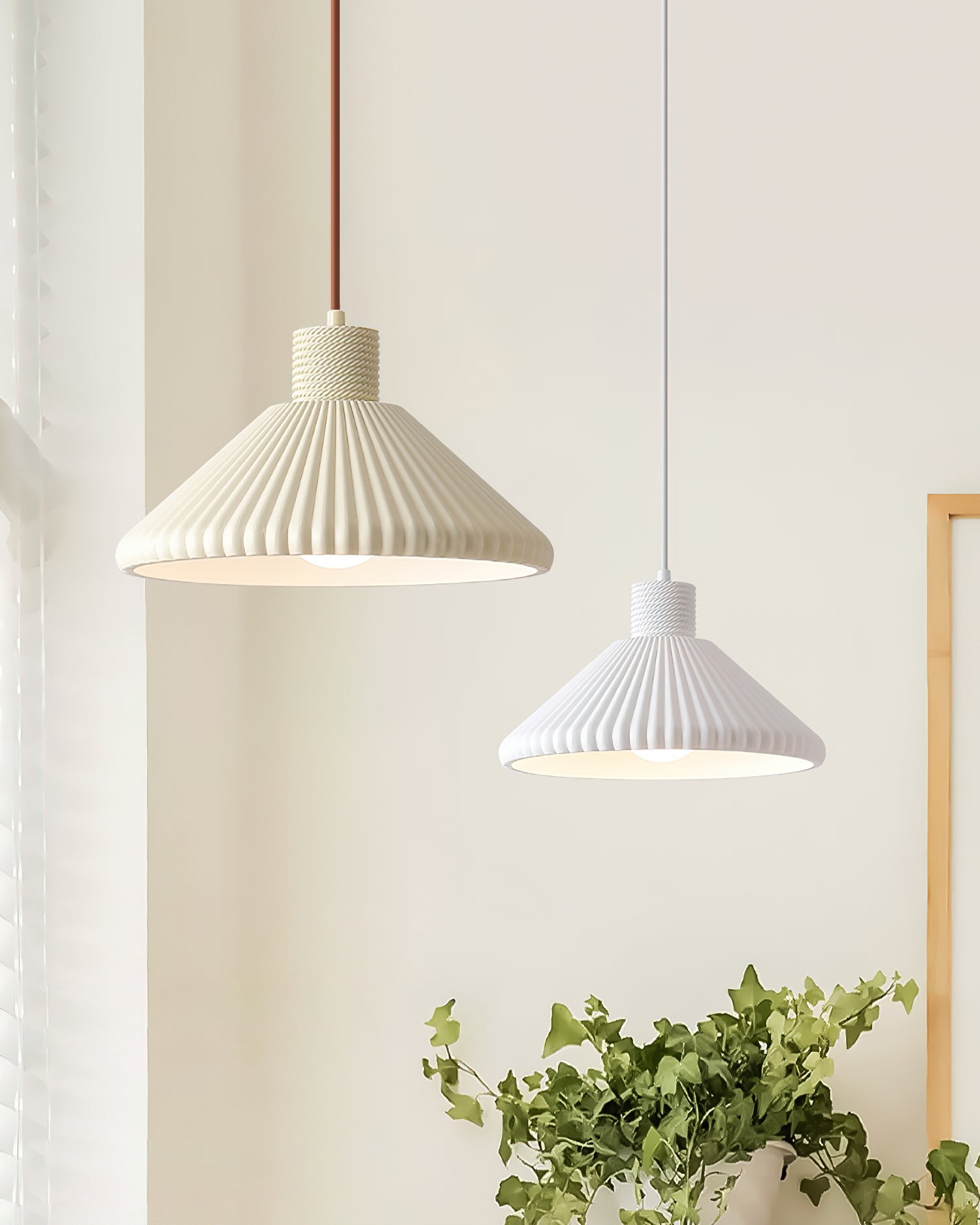 Cream Style Cone Striped Pendant Lamp M229