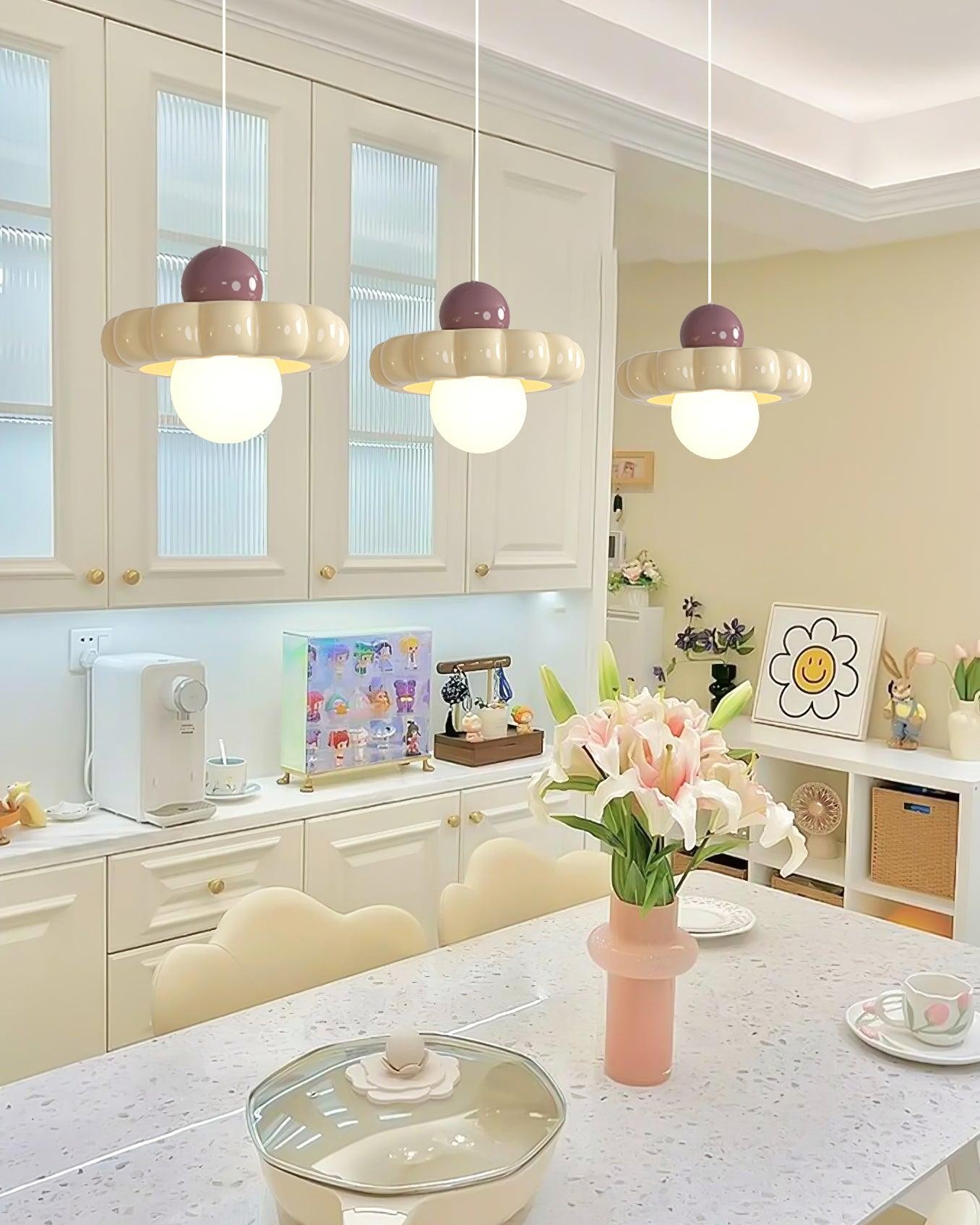Cream Style Long Line Pumpkin Texture Pendant Lamp M173