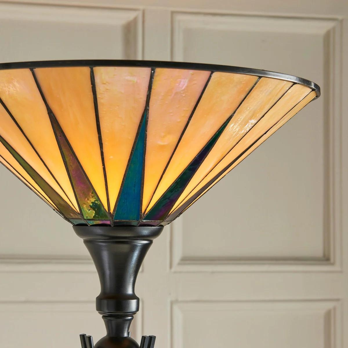 TF Dark Star Stained Glass Star Pattern Floor Lamp - Tiffany Style Uplighter for Living Rooms T1026