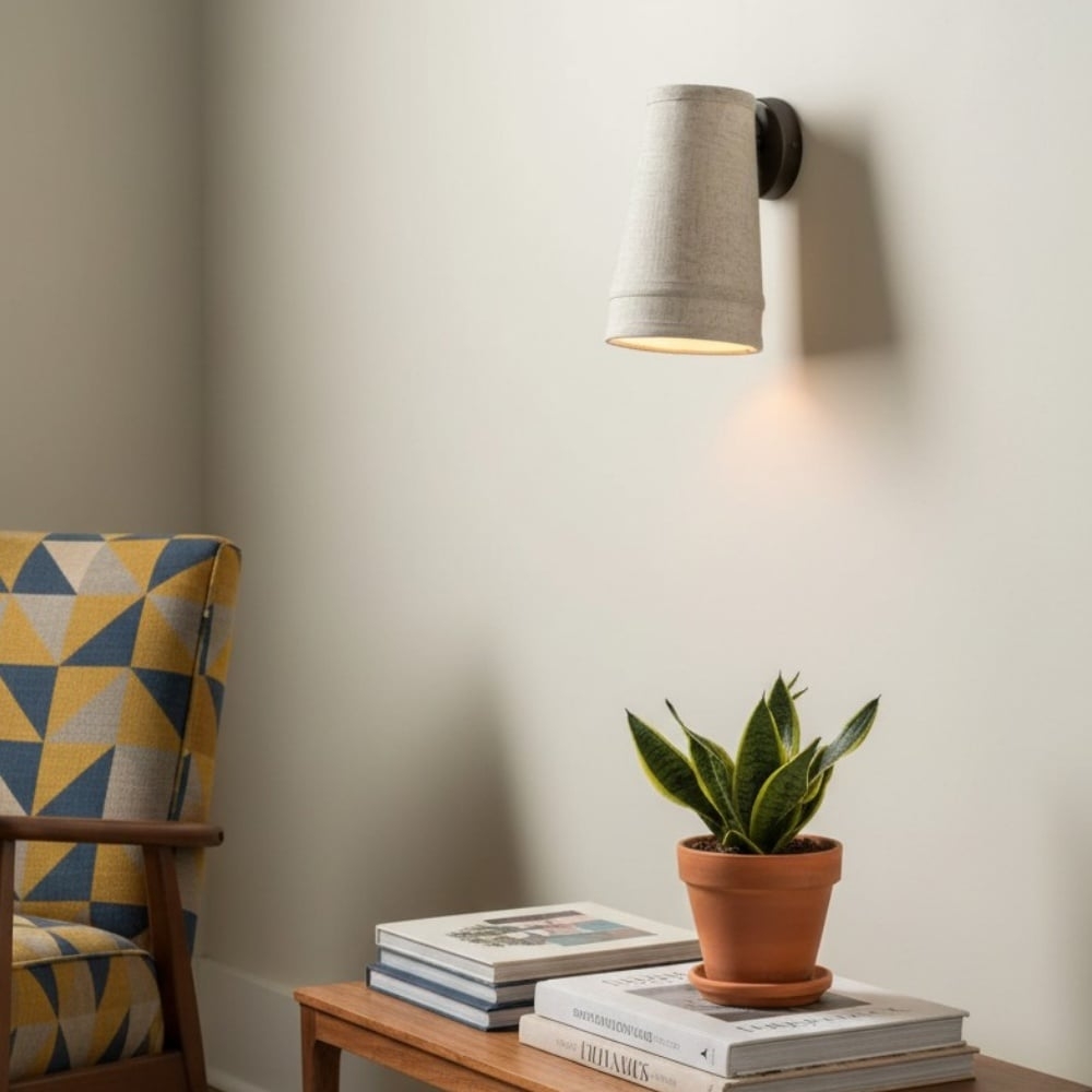 Zalen Wall Light - Textured Linen Shade with Retro Bronze Design T652