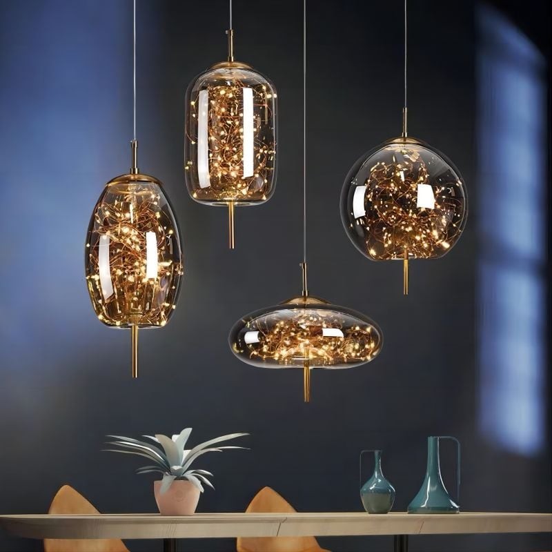 Scandinavian Cylinder Oval Glass Pendant Light M63