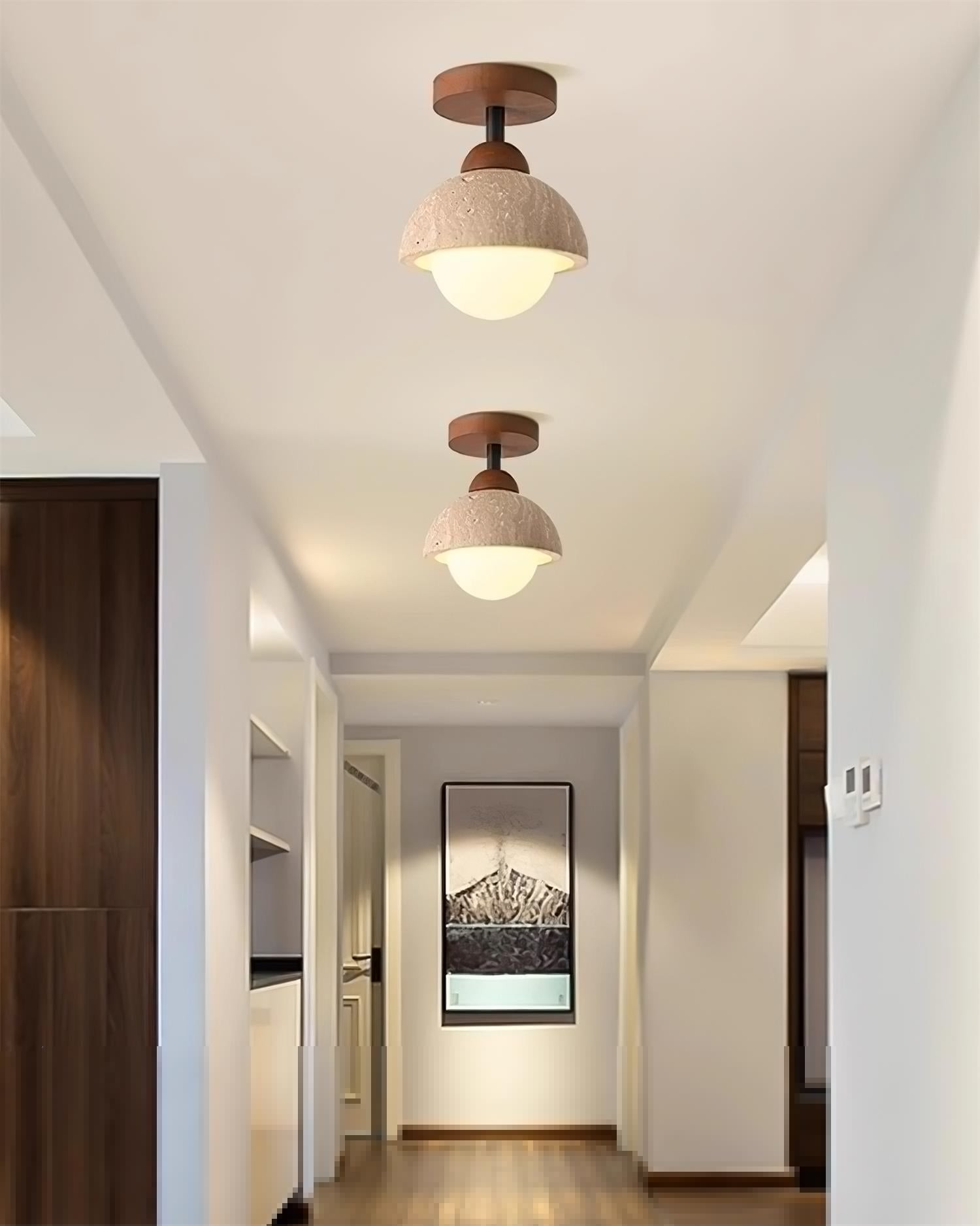 Minimalist Travertine Flush Mount - Mediterranean Style for Entryway M164