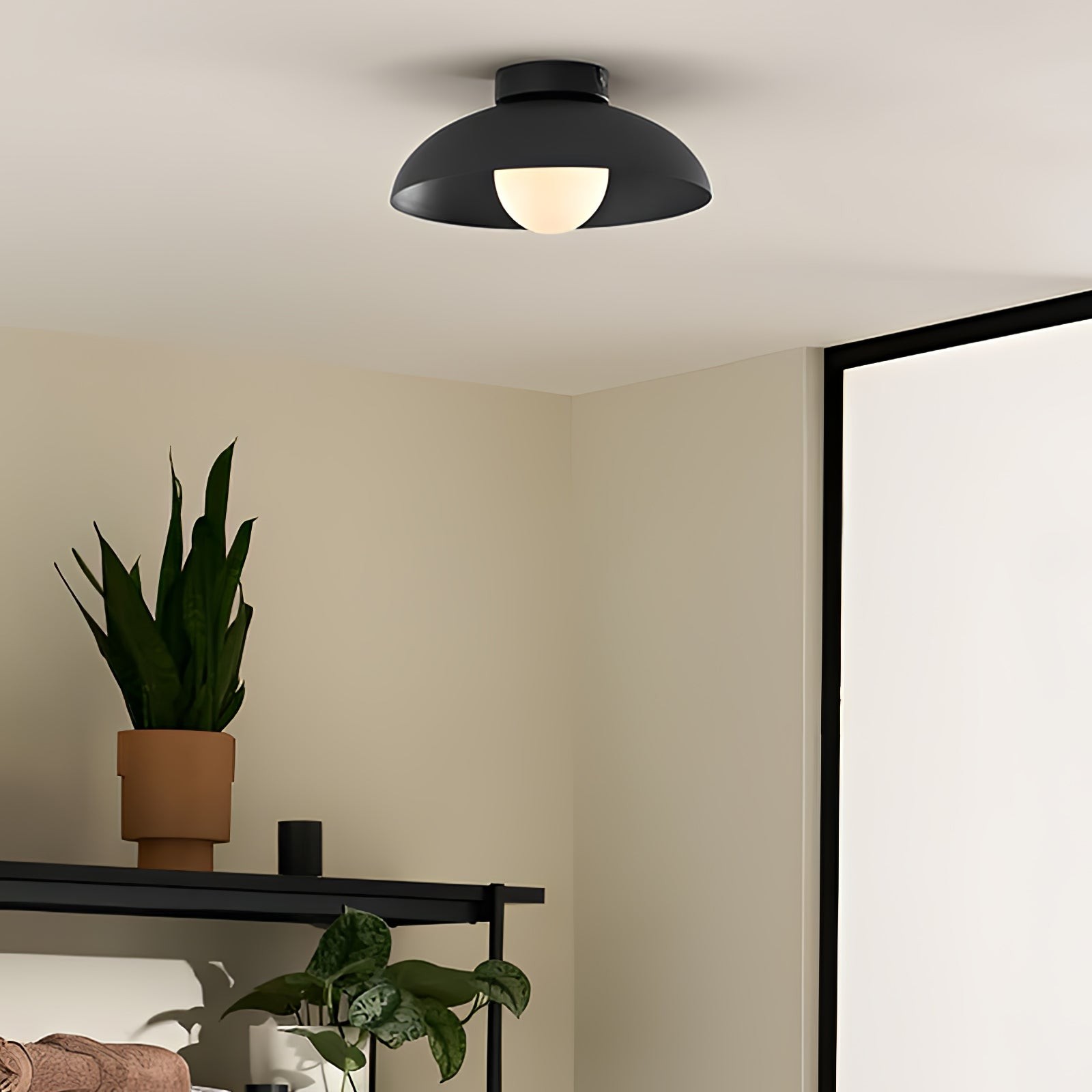 Matte Black Glass Dome Ceiling Lamp M449