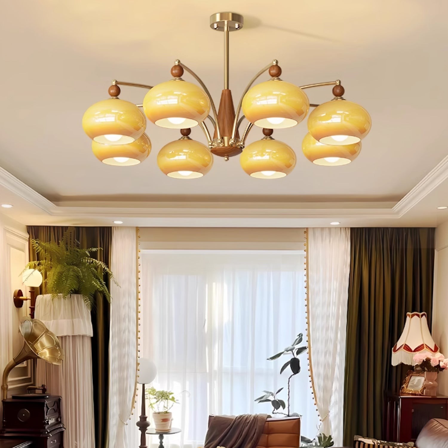 Vintage Multihead Persimmon Chandelier M325