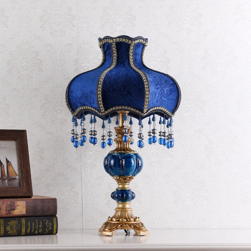 Palace Decoration Design Dark Blue Fabric Table Lamp M498