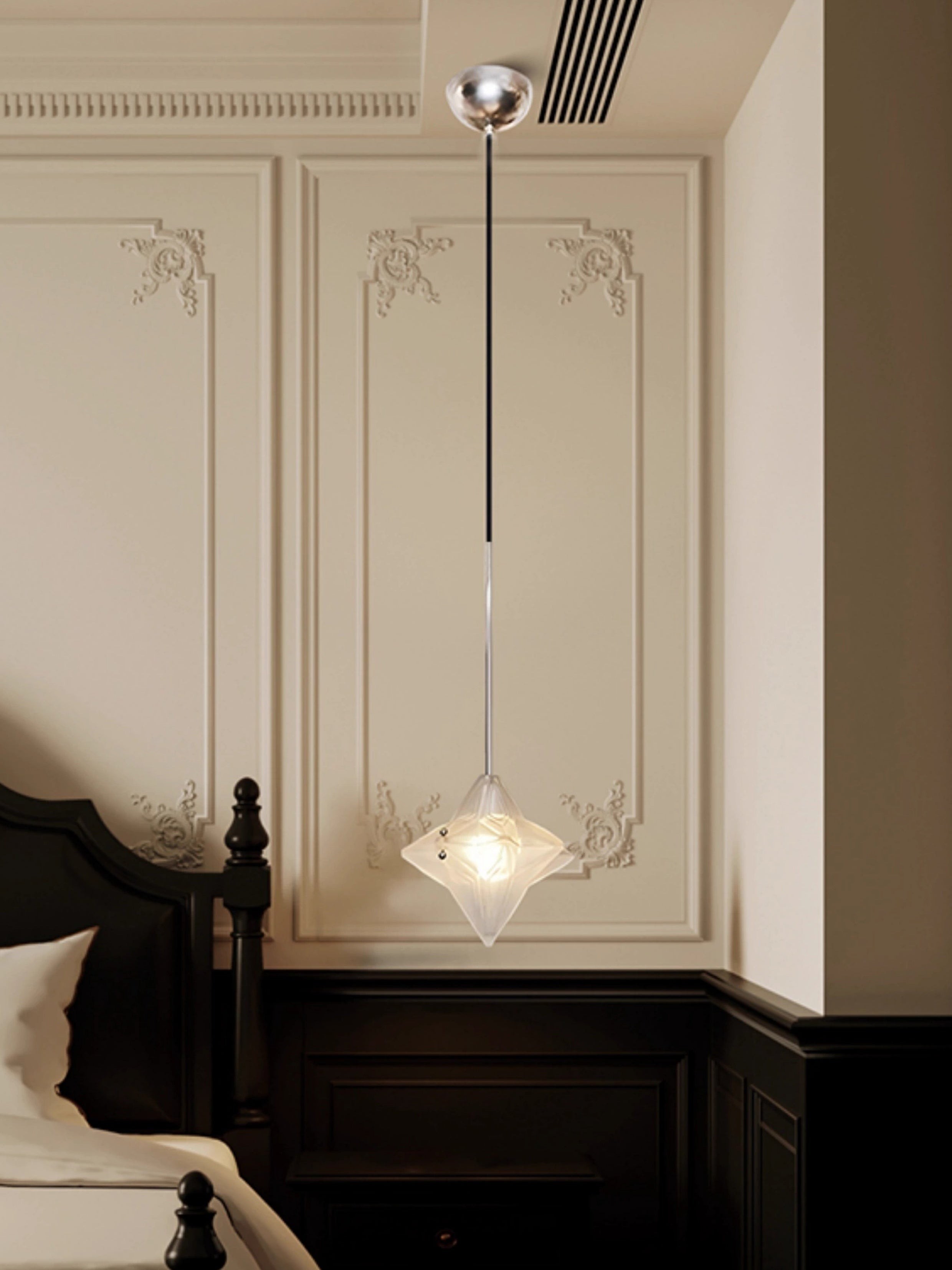 Art Deco Astris Elara Star Pendant Light - Frosted Glass Pendant with Geometric Style T434