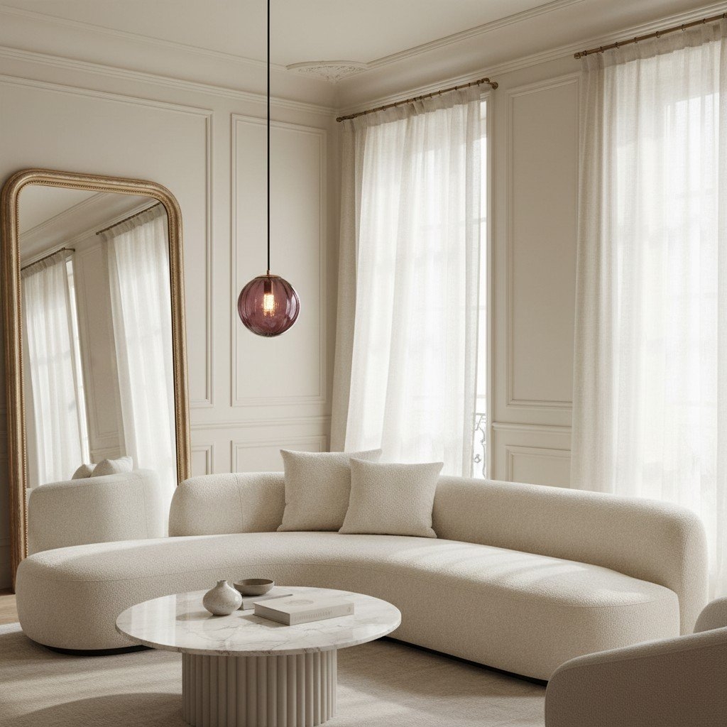 Lunorie Iron Metal Glass Globe Pendant Light - Sculpted Adjustable Pendant for Dining Spaces T570