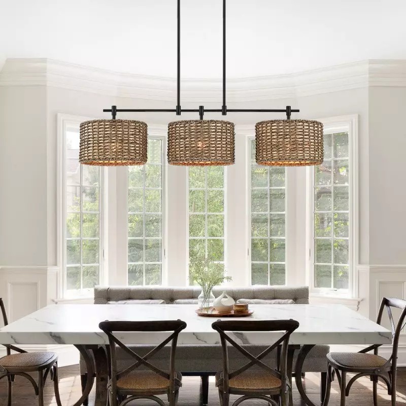Raphael 3 Light Dimmable Drum Rattan Pendant Lamp S106