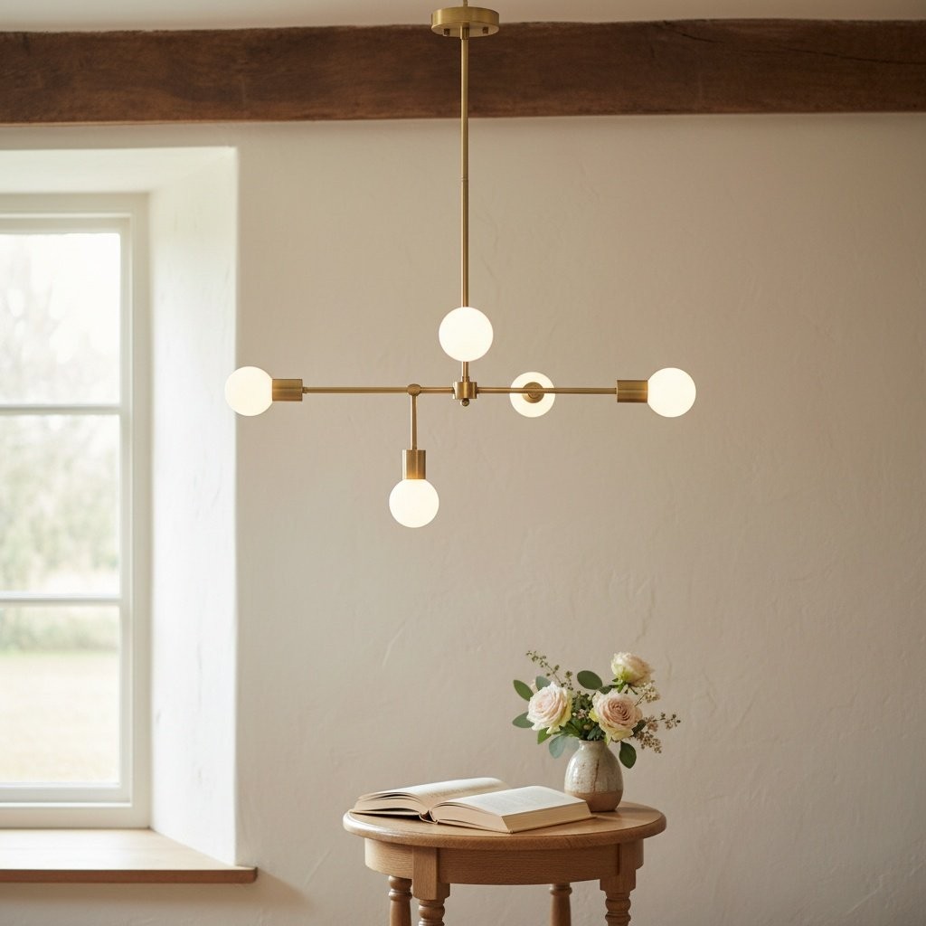 Mobilux Line 5 Light Chandelier - Modern Ceiling Hanging Lamp for Dining Room T355