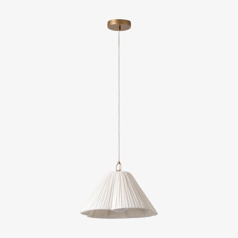 Blossine Linen Scalloped Pendant Light - Layered Shade and Metal Canopy Rustic to Modern T735