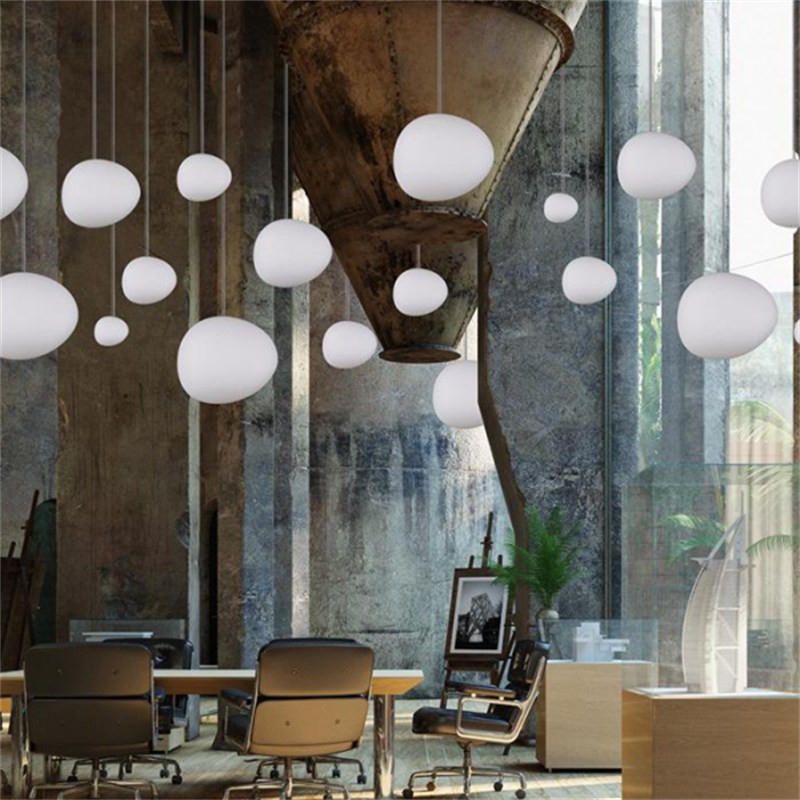 Pebble Orb Deco Milk Glass Pendant Light S161