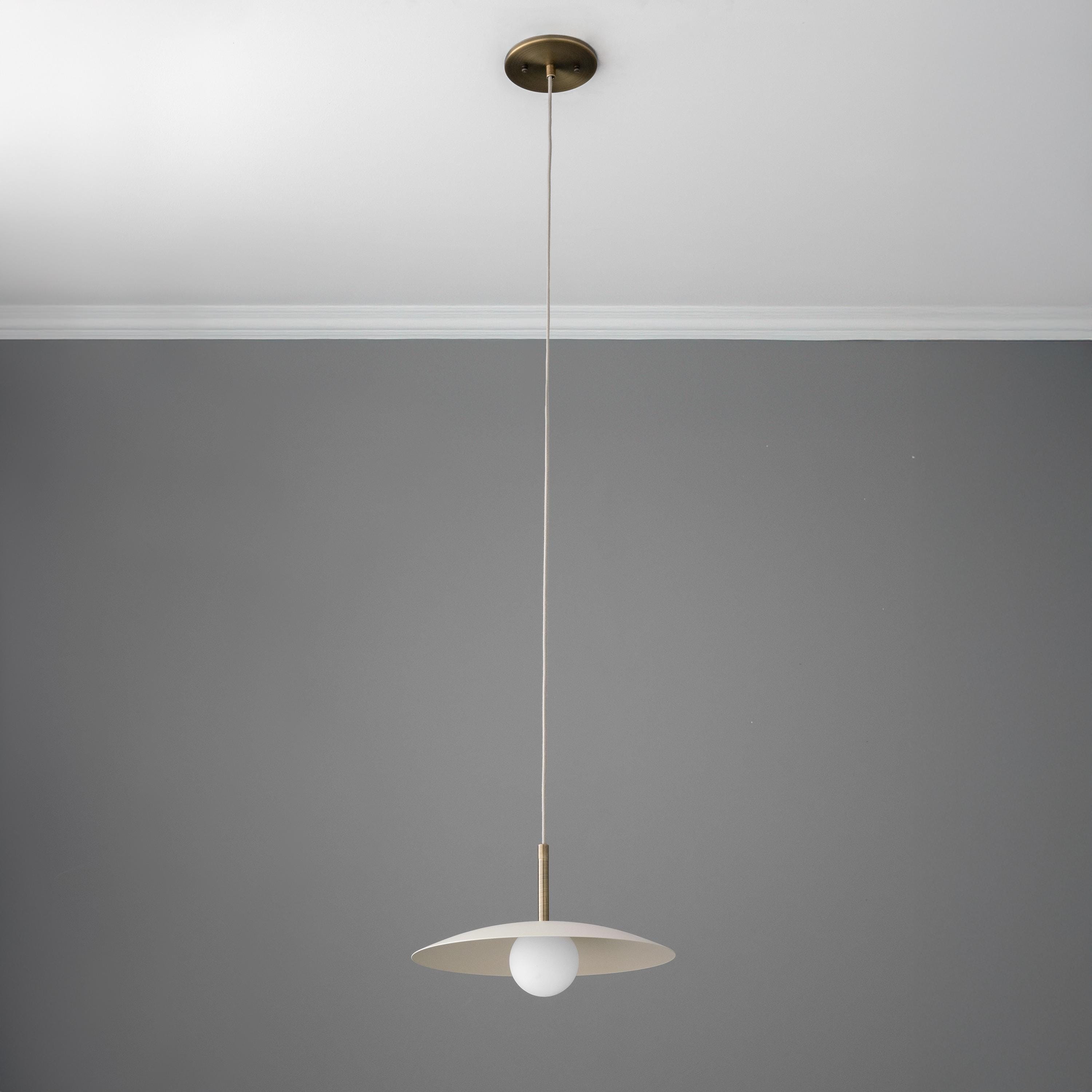 Curva Metal Minimalist Pendant Light - Modern Brass Accent Disc Shade T402