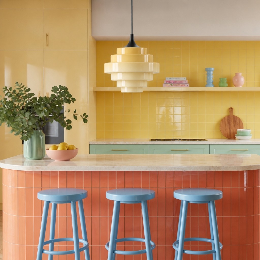 Sanenos Retro Geometric Glass Pendant Light - Gradient Glass Shade for Living or Dining Room T2193