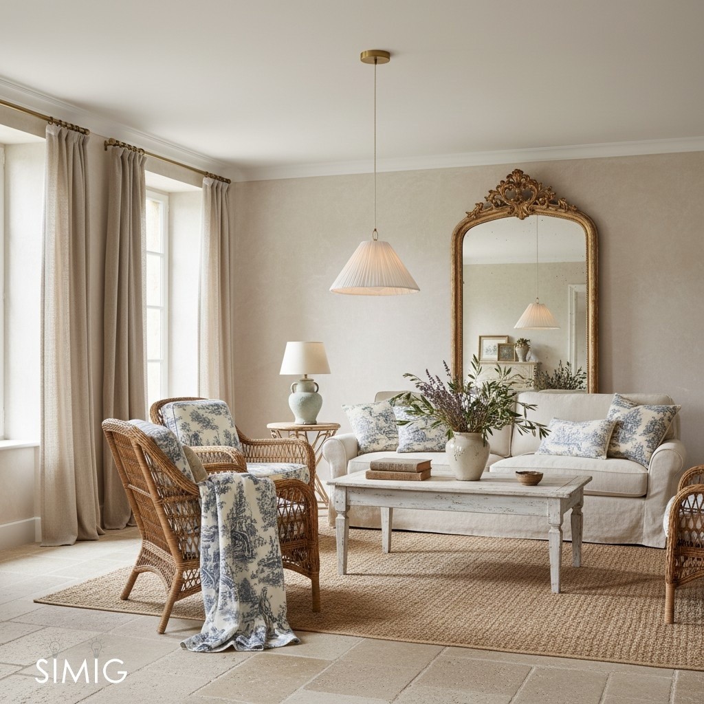 Blossine Brass Pendant - Scalloped Linen Shade for Living Room T442