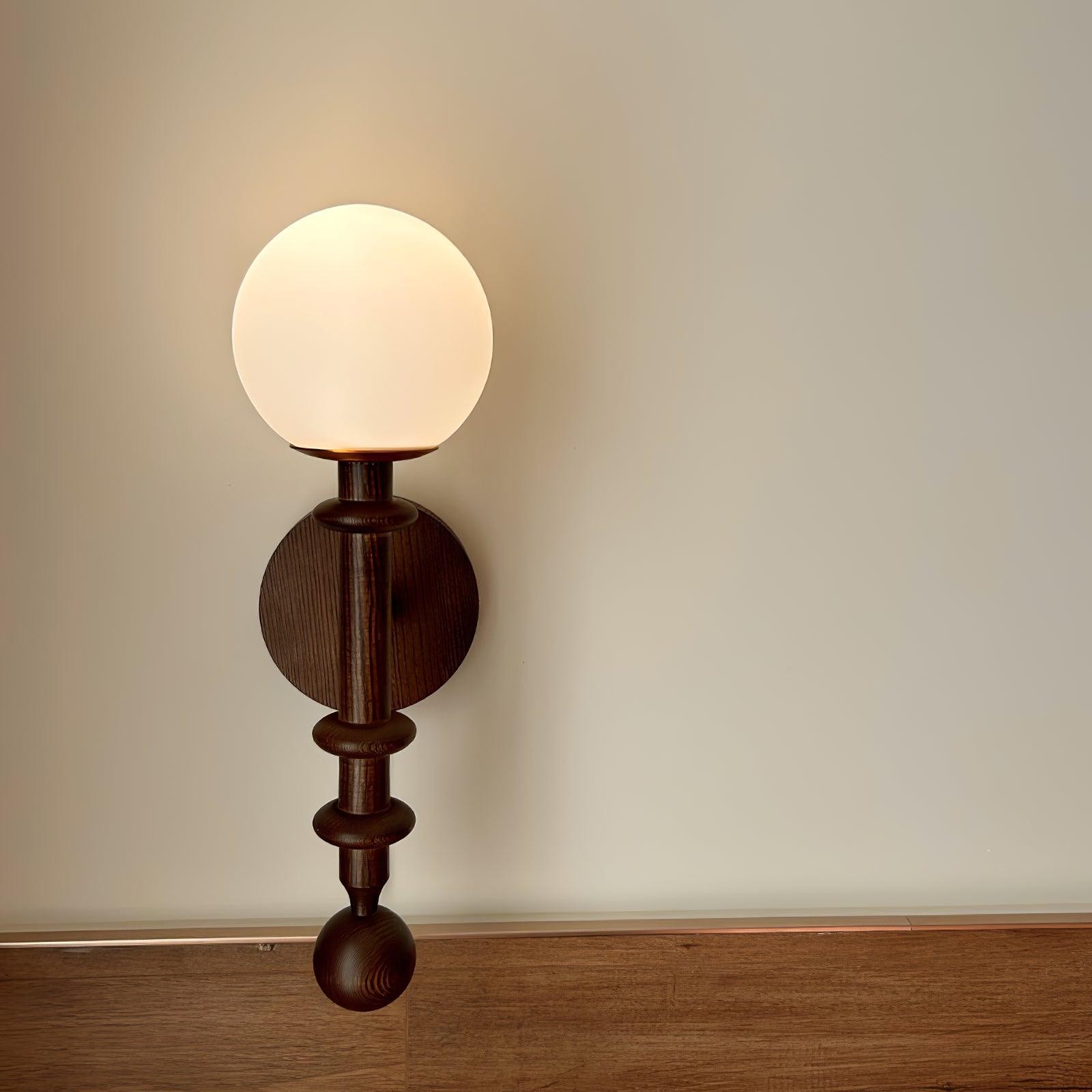 French Simple Vintage Bedside Wooden Glass Wall Lamp M322