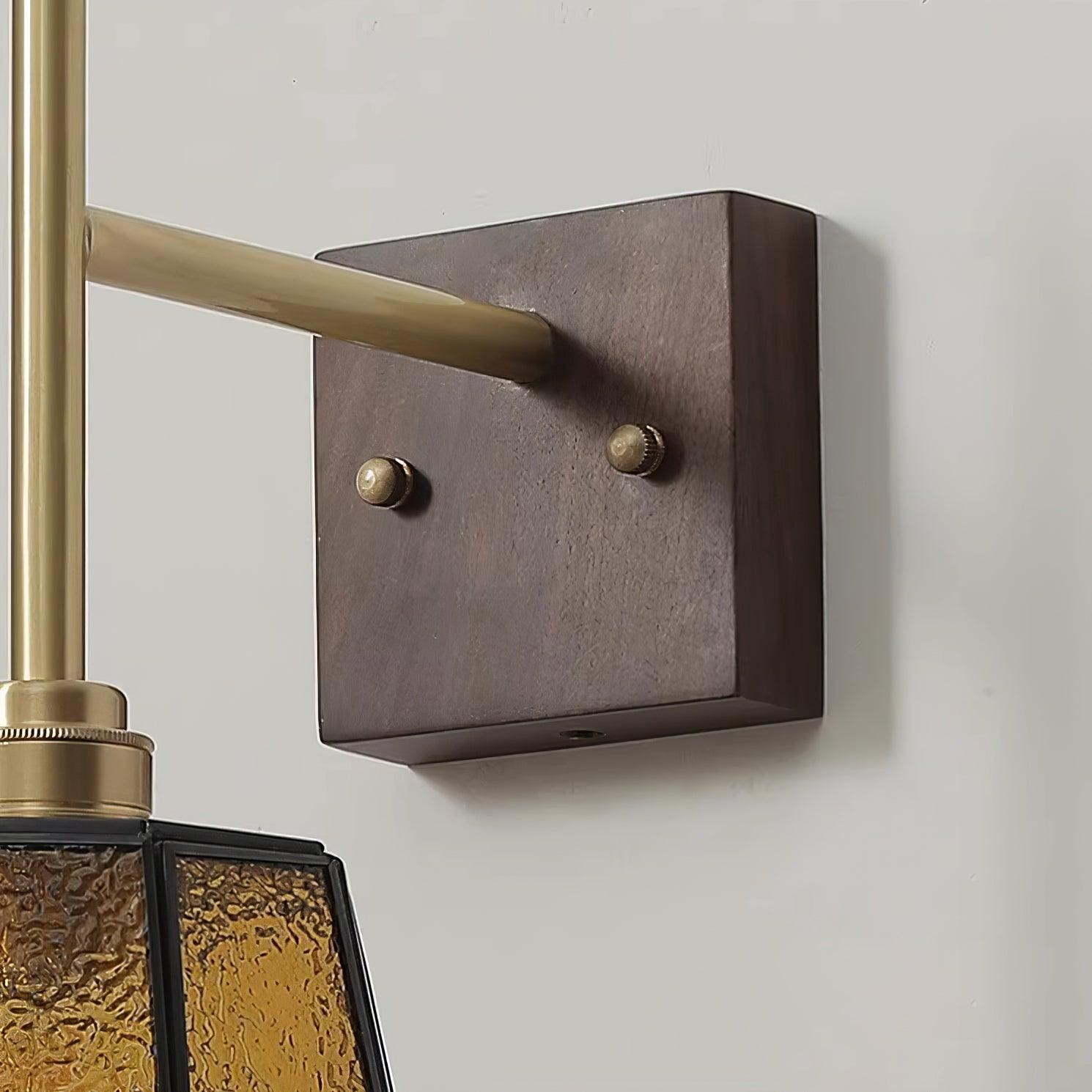 Vintage Brass Walnut Wall Lamp M207