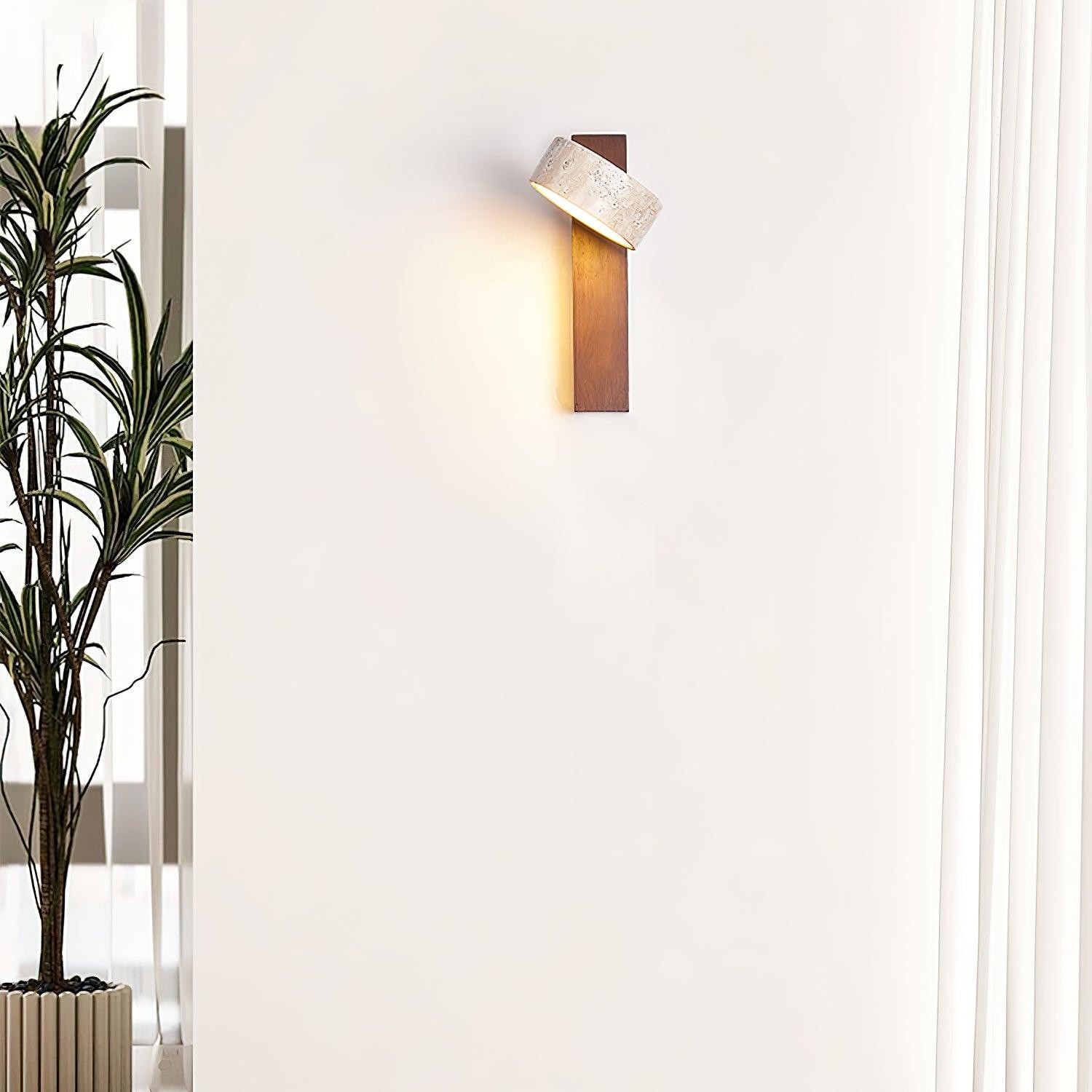 Travertine Cylinder Shade Lamp - Vintage Wall Sconce for Hallway M13