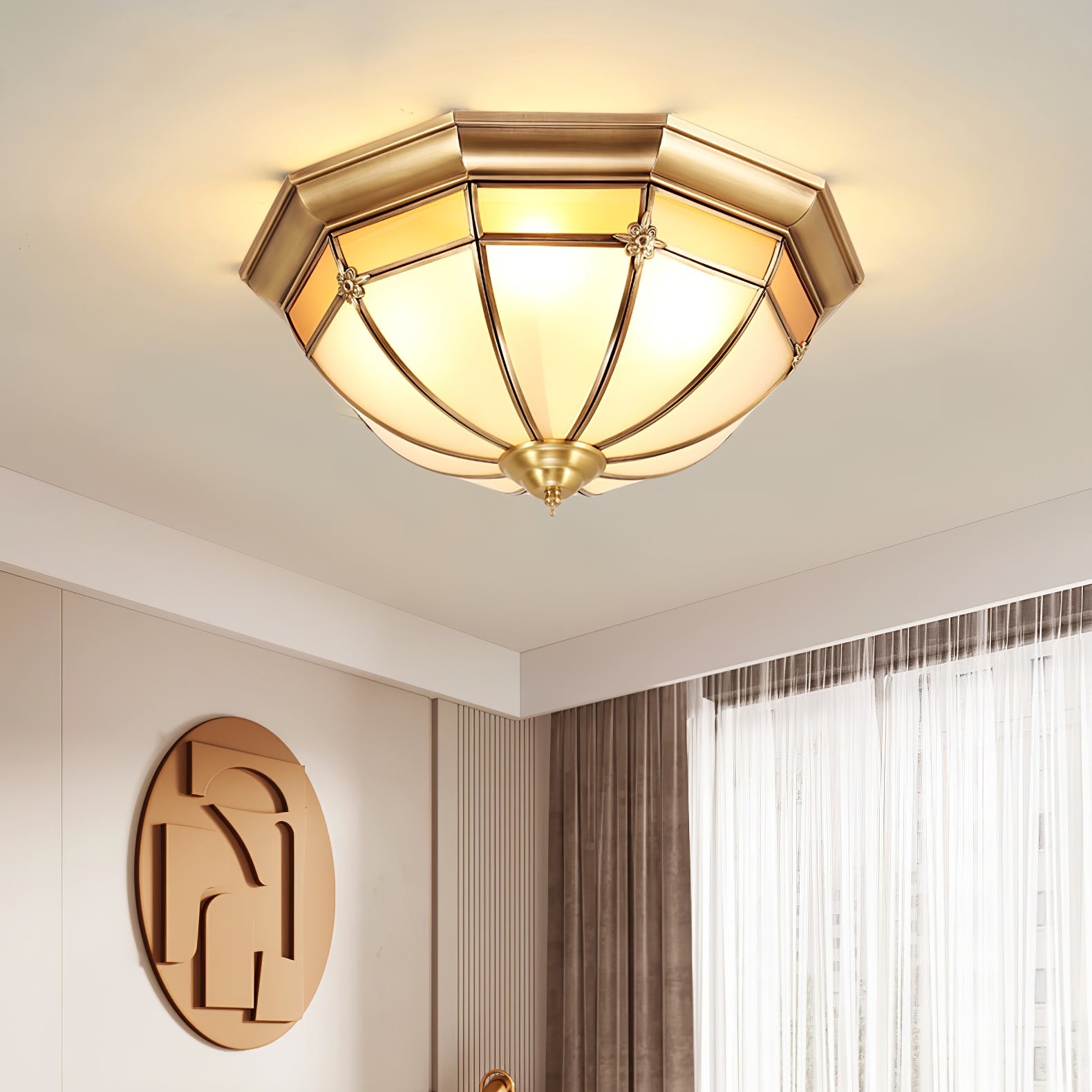 Dome Brass Flush Ceiling Lamp M460