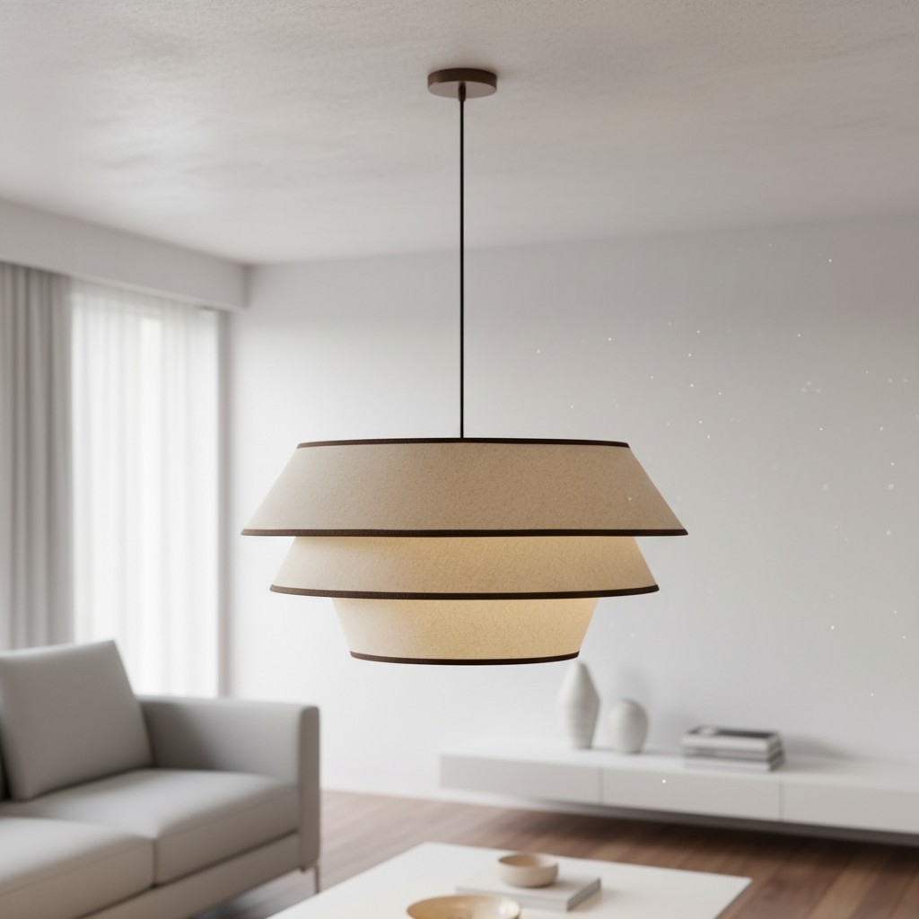 Tarivon Steel Frame Pendant with Fabric Shade - Modern Hanging Lamp for Dining Rooms T696