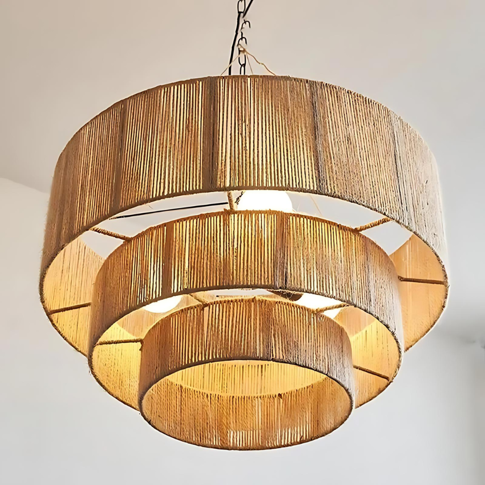 The Elegant Woven Waterfall Rattan Pendant Light T2052