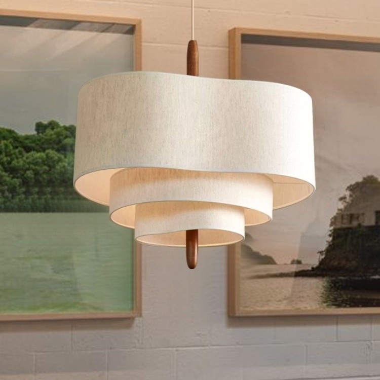 Lustrous Fabric Pendant - Nordic Retro Ceiling Light for Living Room M46