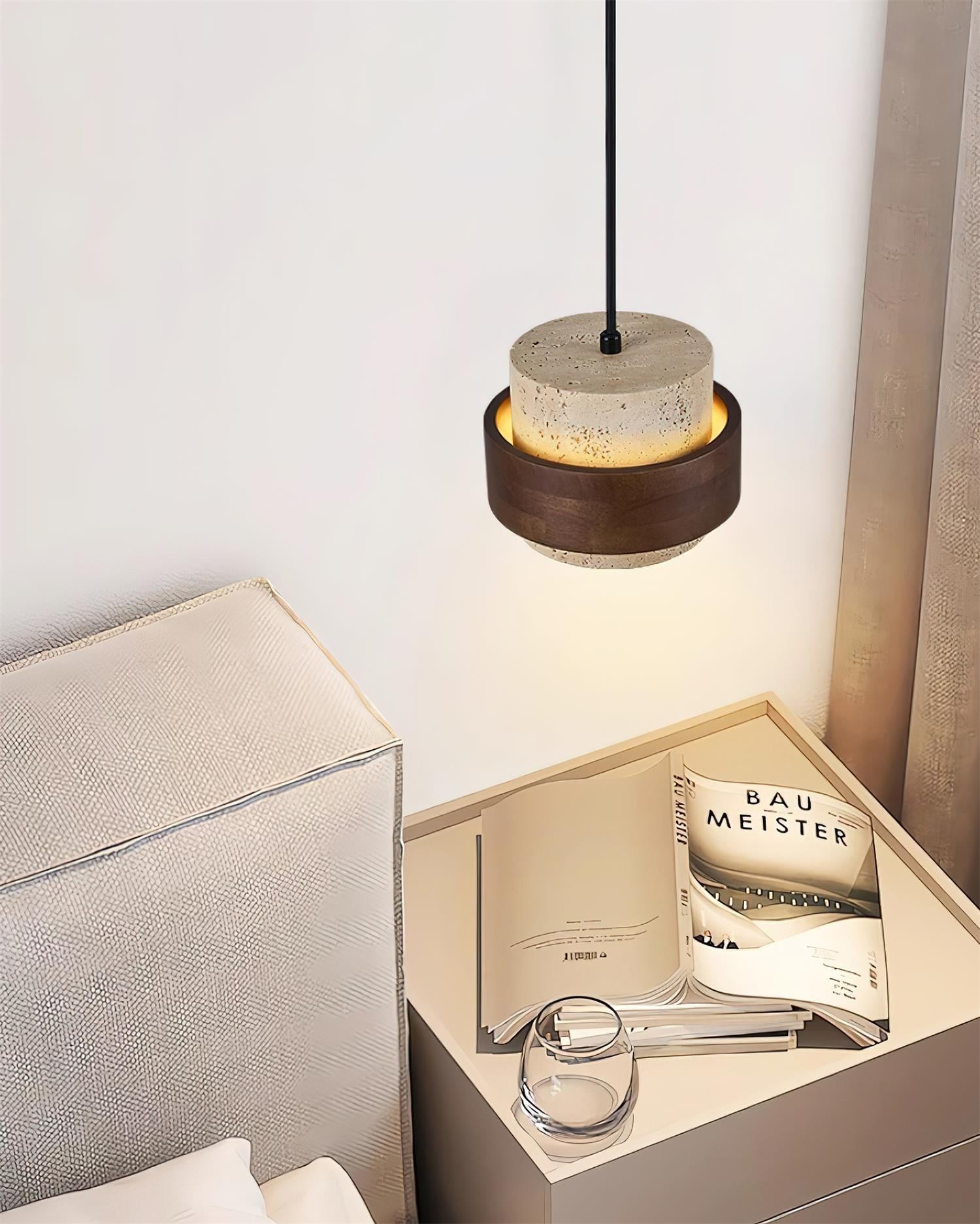 Travertine Drum Minimal Pendant - Kitchen Island Light M169
