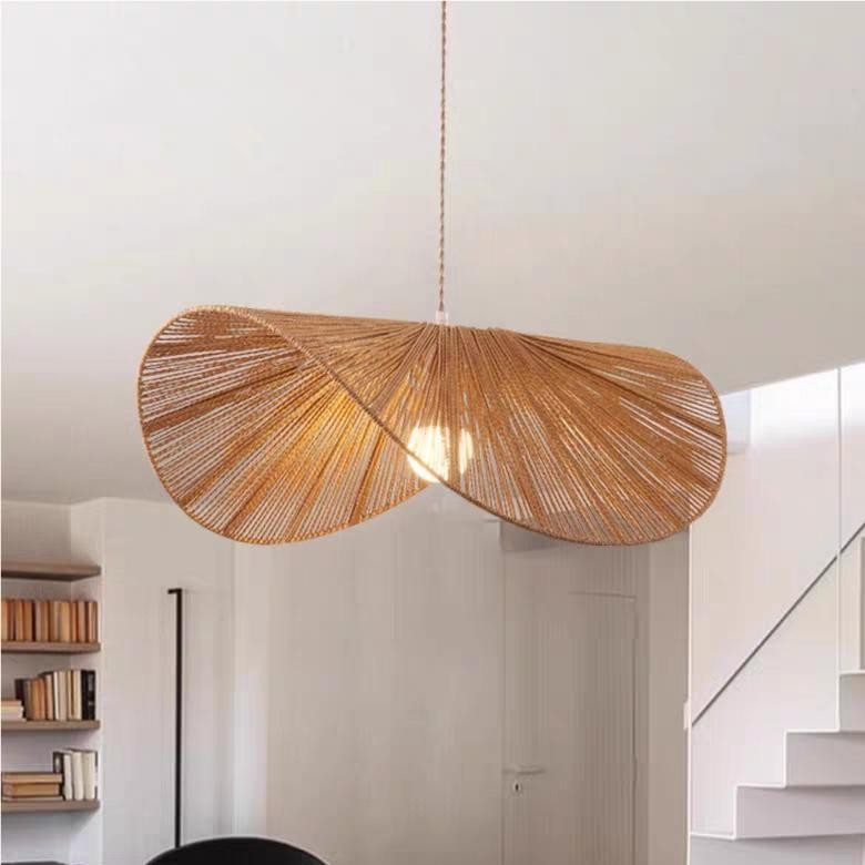 Wabi-Sabi Style Straw Hat Pendant Light For Living Room
