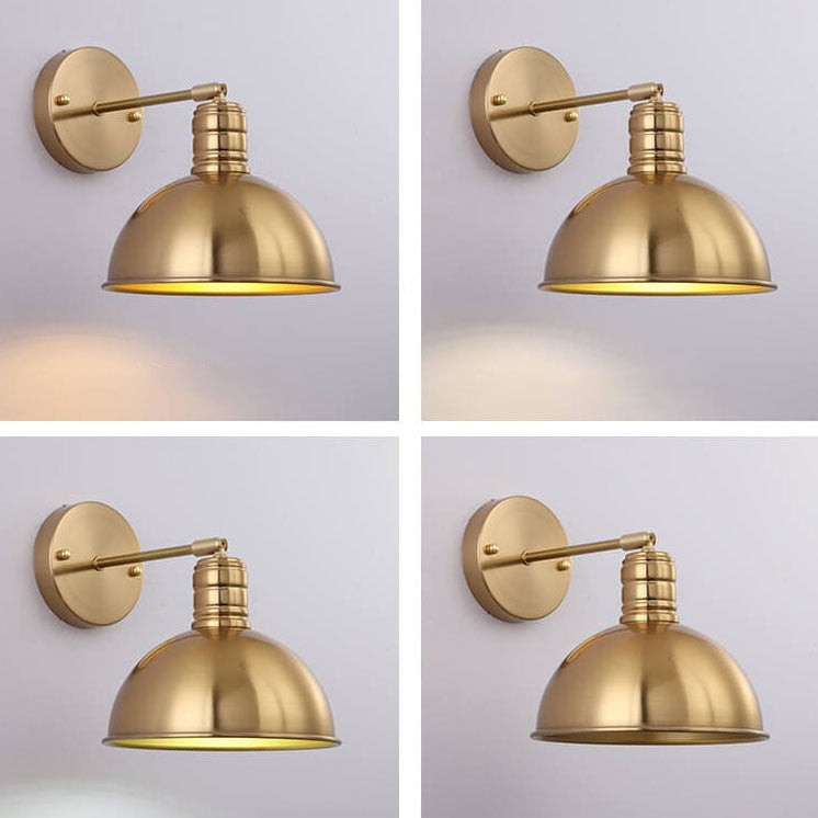 Modern Simple Iron Plated Brass Cone Round 1-Light Wall Sconce Lamp T179