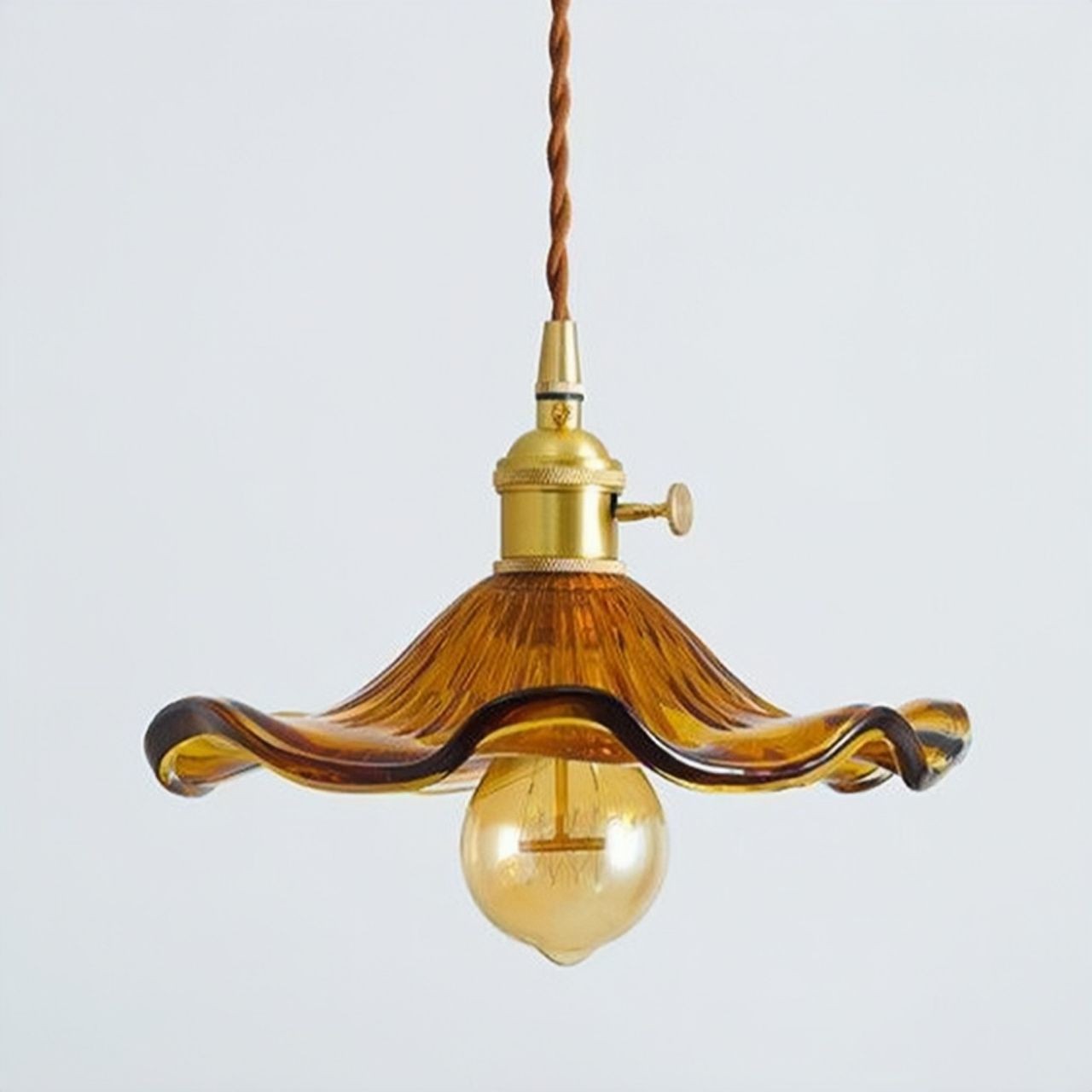 Vintage Glass Hibiscus Flower Pendant Light S129