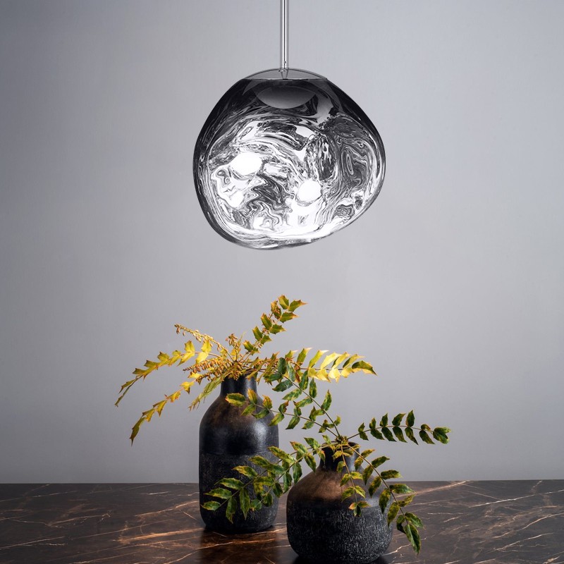 Glass Dynamic Pendant Light - Artistic Metallic Glow Pendant for Dining Area S54