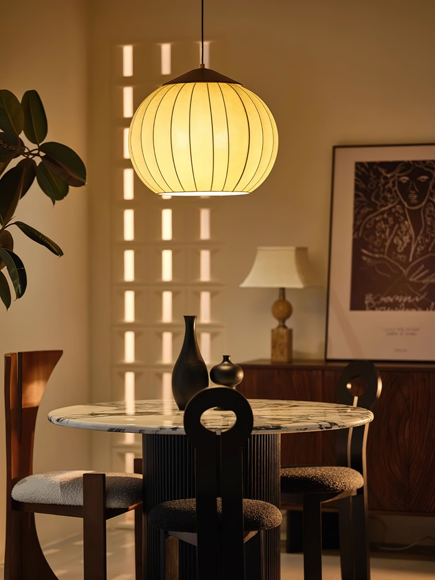 Japanese Style Fabric Lantern Pendant Lamp M547