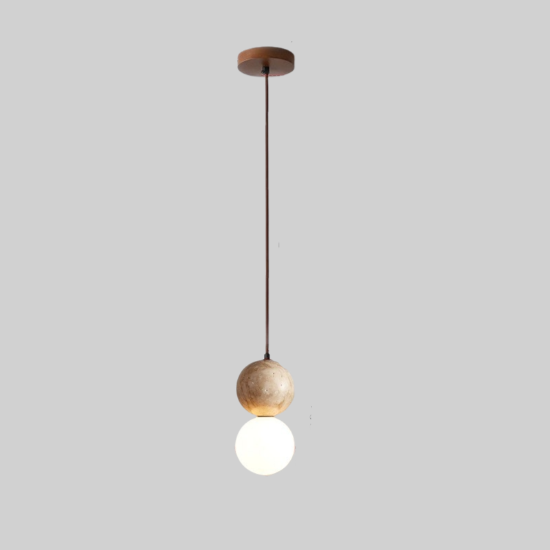 Travertine Stone Cream Retro Minimalist LED Pendant Light T2137