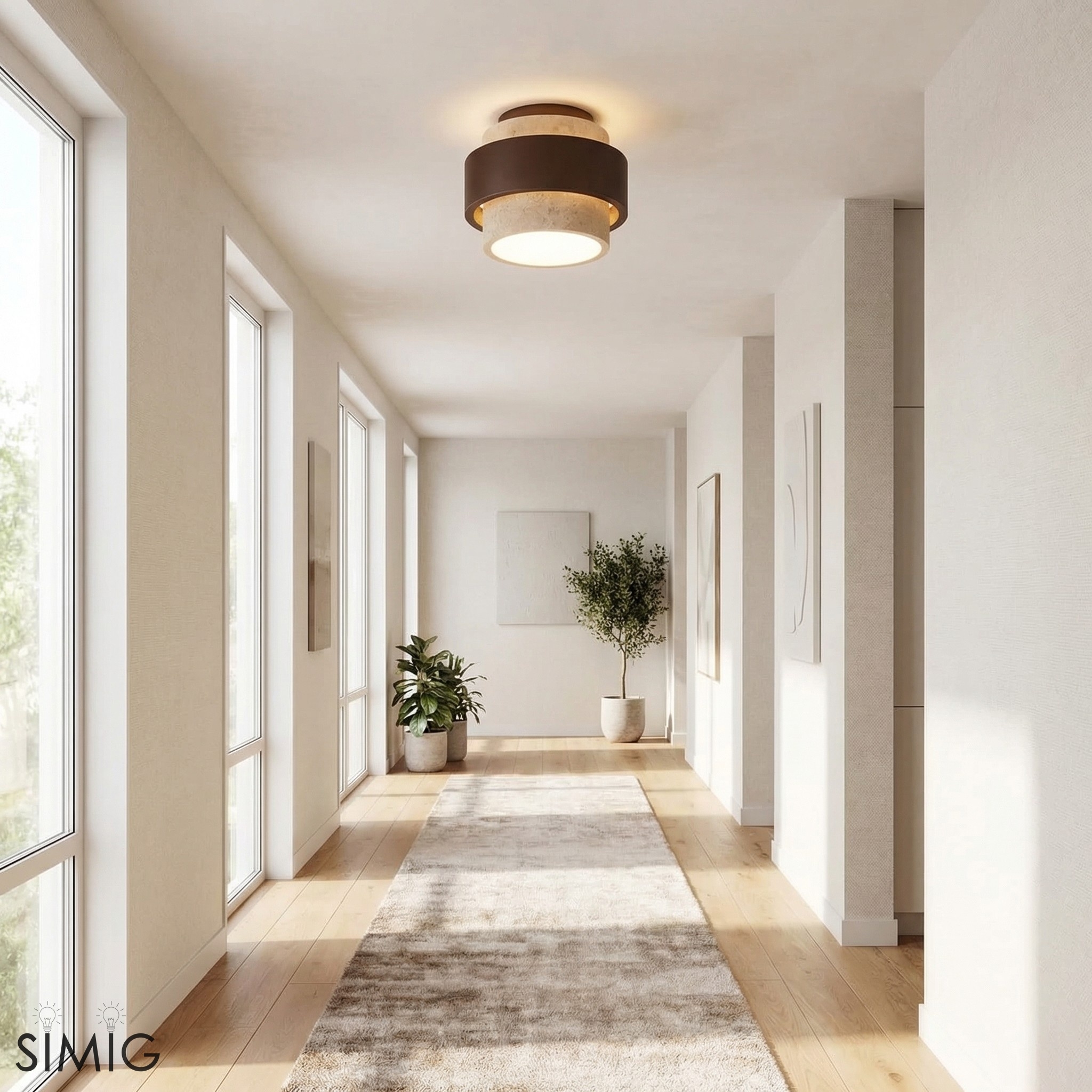 Natural Stone Texture Ceiling Light - Wabi Sabi Style Fixture T1103