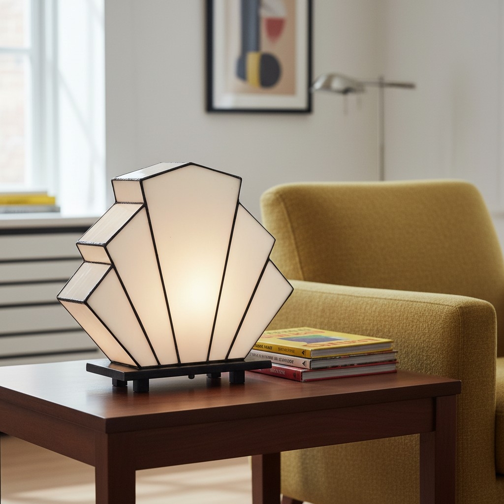 Kelsar Classic Stained Glass Table Lamp - Hand Cut Stained Glass Art Deco Table Lamp for Living Room or Bedroom T822