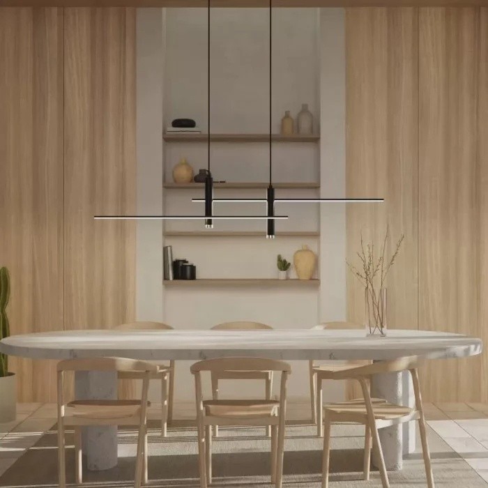Modern Minimalist Sleek Metal Rod Chandelier M34