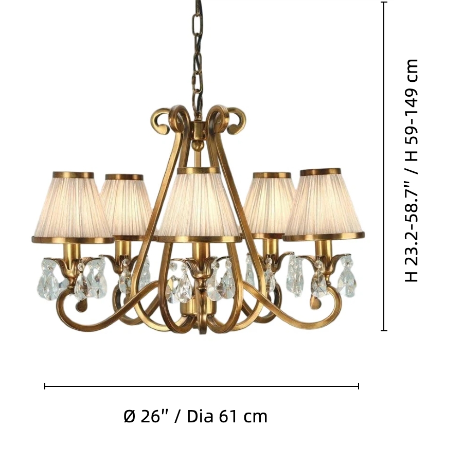 Talonis Multi-light Fabric Chandelier - Elegant Metal Curved Arms for Dining and Living T932