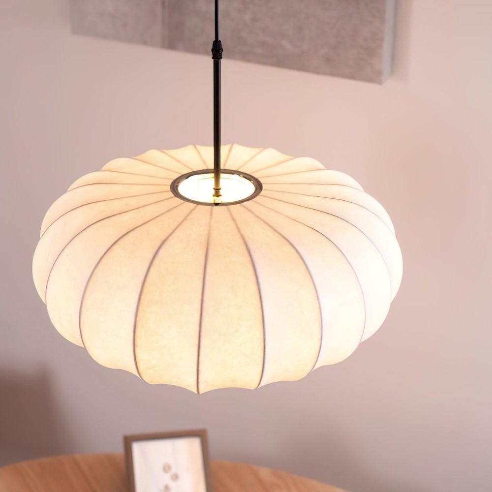 Simple Wabi-sabi White Lantern Fabric Pendant Lamp M06