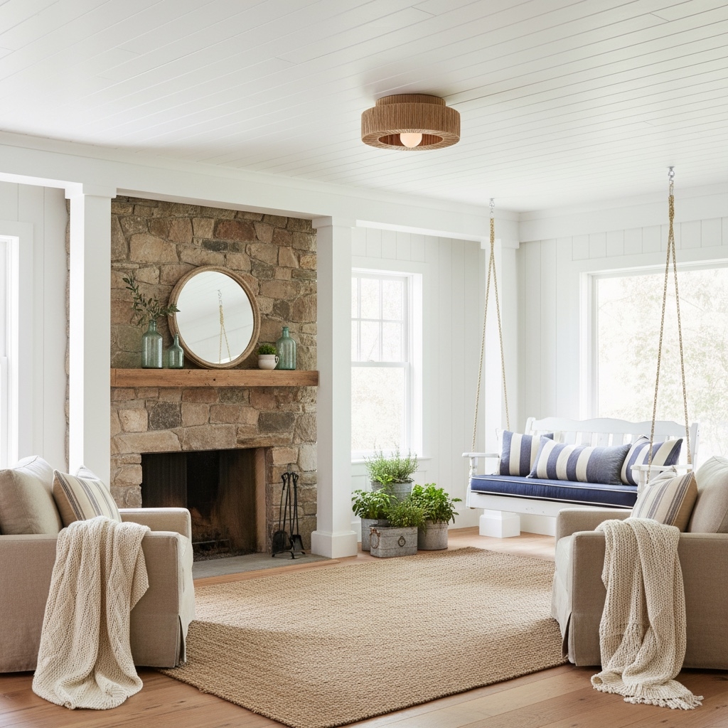 Welanery Minimal Rustic Natural Woven Ceiling Light - Sustainable Lamp for Kitchen or Hallway T1218