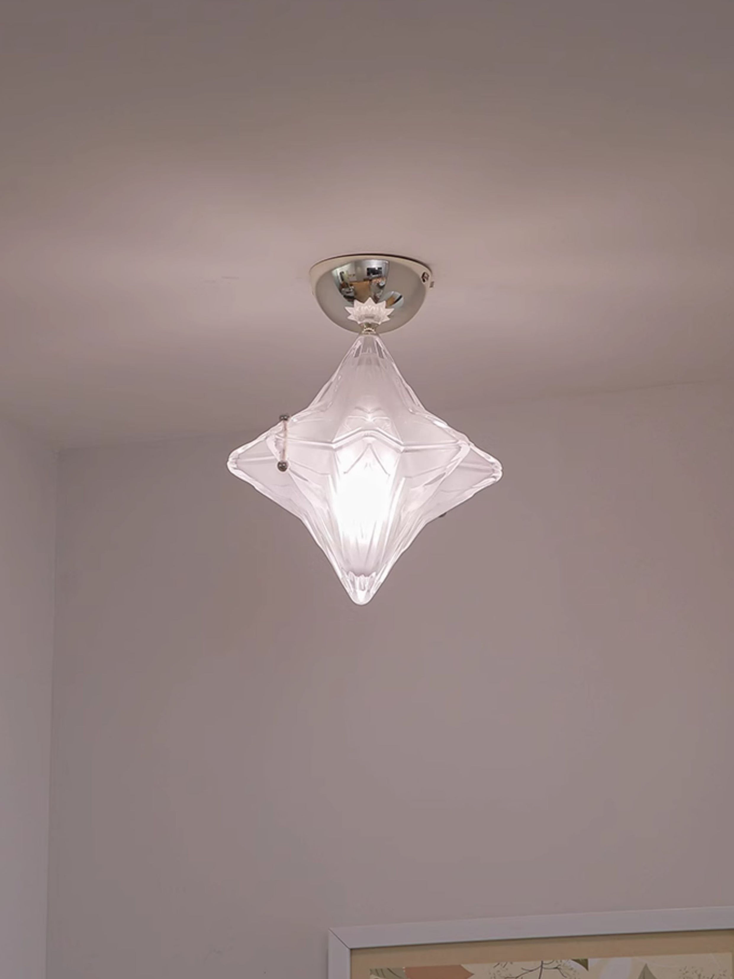 Art Deco Star Ceiling Lamp - Frosted Glass Fixture for Hallway & Entryway - Astris Ceres T435