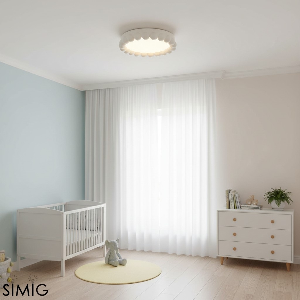 Orilux Resin Acrylic Cream Round Ceiling Lamp – Bedroom and Office T562